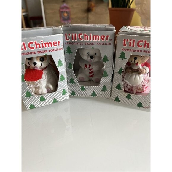 VINTAGE LIL CHIMER BISQUE PORCELAIN CHRISTMAS ORNAMENTS - Picture 5 of 7